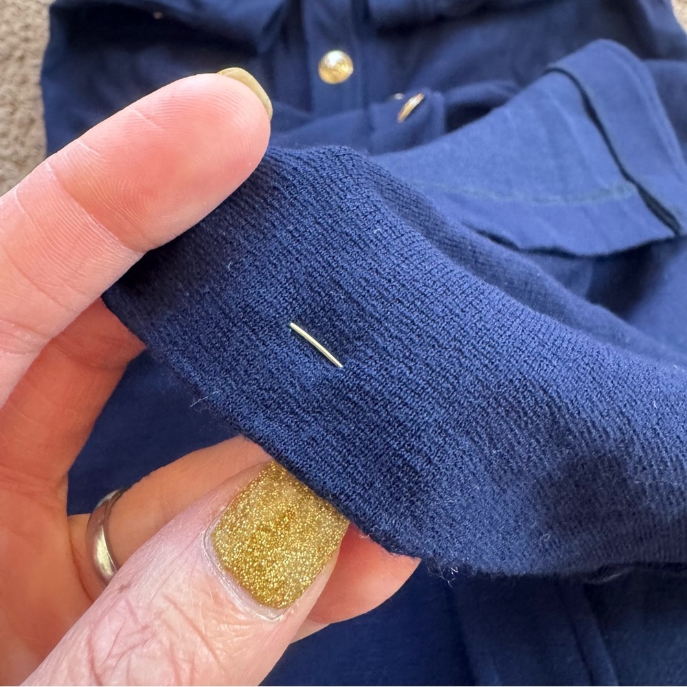 YOANA BARASCHI Navy Blue Knit Midi Skirt Sailor Anchor Gold Buttons Size M - Picture 6 of 14